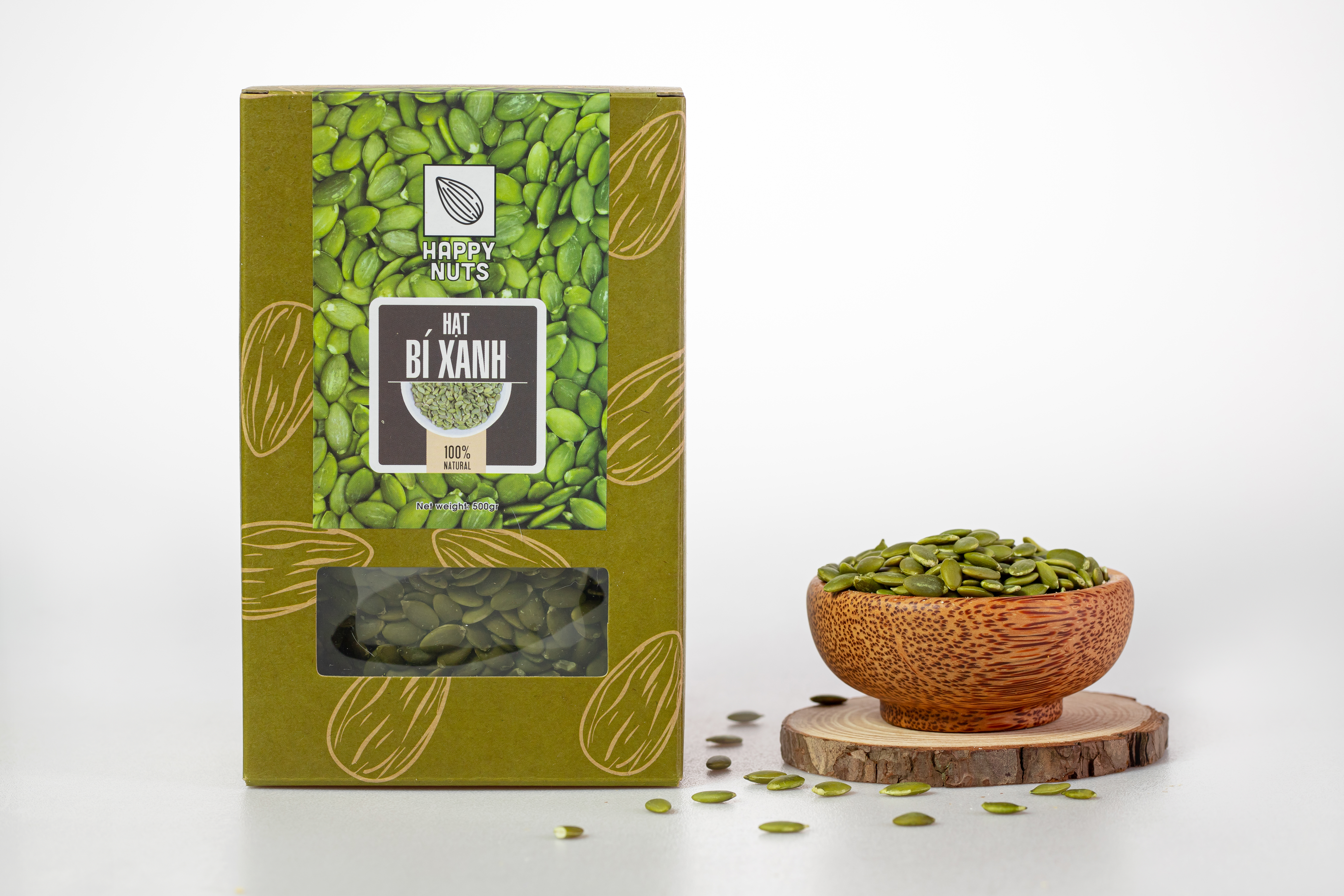 (Tặng 500g yến mạch) Hạt bí xanh Ấn Độ Happy Nuts tách vỏ 500gr